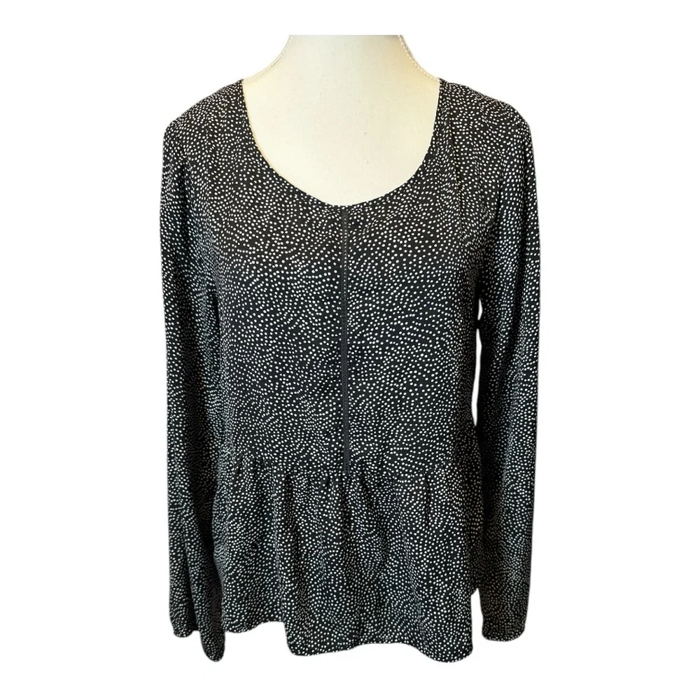 MINKPINK Black Peplum Long Sleeve Blouse - Picture 1 of 7